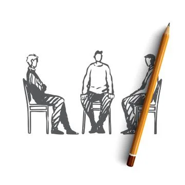 People, psychologist, problem, therapy concept. Hand drawn isolated vector. Illustrazione stock
