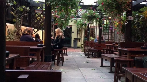 People in pub garden. Stock Footage 80691863