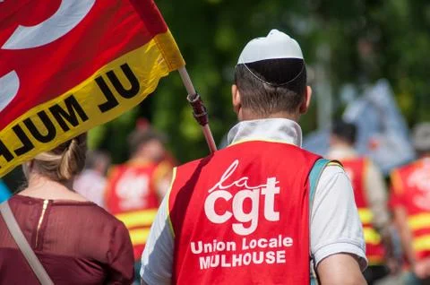 People from public service protesting against the lower wages and new reforms Stock Photos