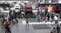 People Pull Rolling Luggage Rush Hour Commuters Travelers Tourists Munich Trains HD Footage