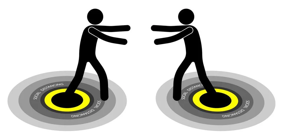 People pull their hands to each other inside the restrictive circle Stock Illustration