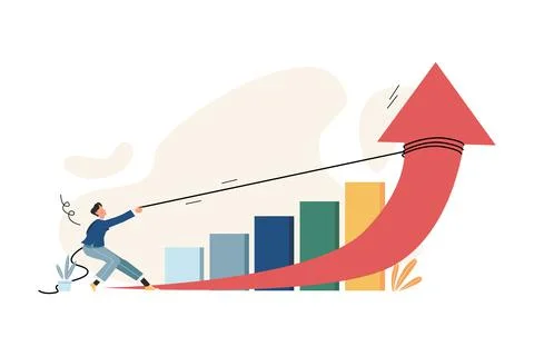 People pulling arrow chart up Stock Illustration