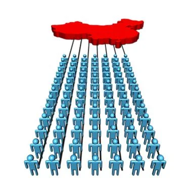 People pulling china map Stock Illustration