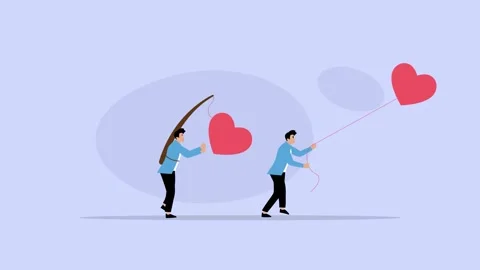 People pulling rope big pink heart shape happy valentines day holiday celeb.. Stock Footage 302538662