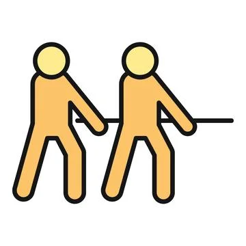 People pulling rope representing teamwork and cooperation Stock Illustration