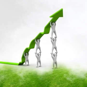 People pushing up the arrow. Stock Illustration