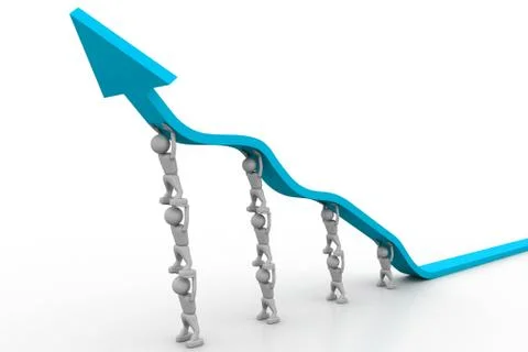 People pushing up the blue arrow Stock Illustration