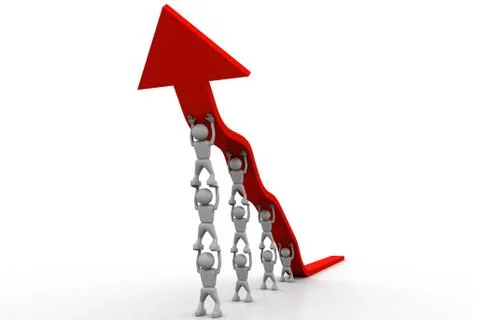 People pushing up the red arrow Stock Illustration