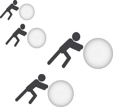 People pushing spheres Stock Illustration