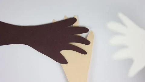 People put hands together. Racial unity concept. Mixed race team. United group. Stock Footage 294931253