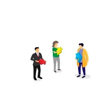 People with puzzle elements Stock Illustration