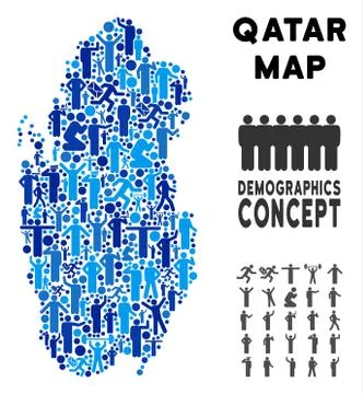 People Qatar Map Stock Illustration