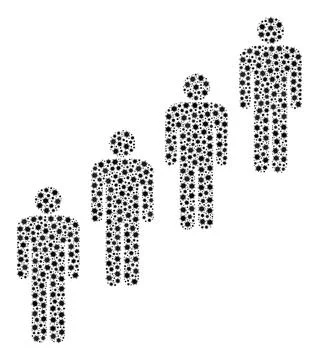 People Queue Composition Icon with Covid Virus Infection Elements Ilustração Stock