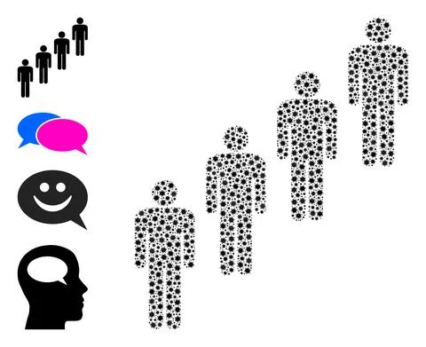 People Queue Composition with Virulent Infection Icons Stock Illustration