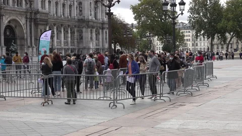 People queue for Covid-19 coronavirus test in central Paris, France Stock Footage 139611216