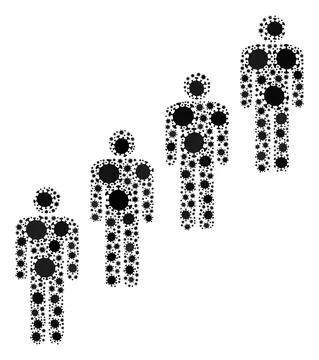 People Queue Covid Virus Mosaic Icon with Infection Items Stock Illustration