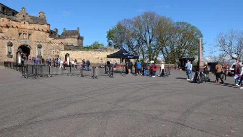 People In Queue To Edinburgh Castle Stock Footage 241731337
