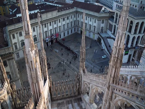 People queue to enter the museum Stock Footage 71831283