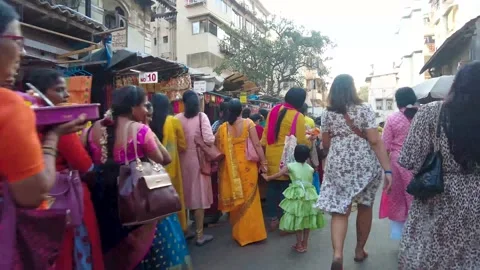 People in queue at the entry gate check point of temple. Stock Footage 227672263