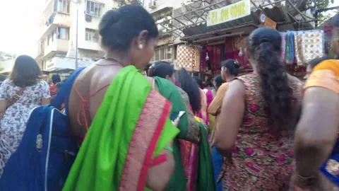 People in queue at the entry gate check point of temple. Stock Footage 227672264