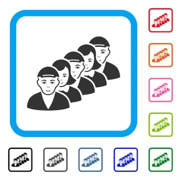 People Queue Framed Gladness Icon Stock Illustration