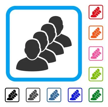 People Queue Framed Icon Stock Illustration