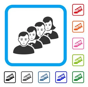 People Queue Framed Sad Icon Stock Illustration