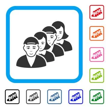 People Queue Framed Smiling Icon Stock Illustration