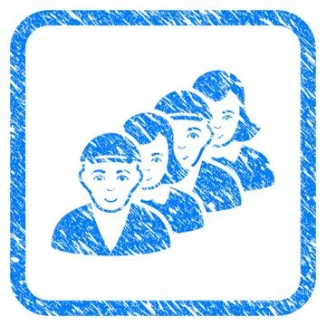 People Queue Framed Stamp Stock Illustration