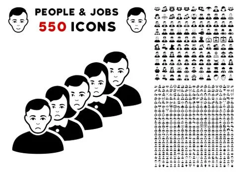 People Queue Icon with Bonus Stock Illustration