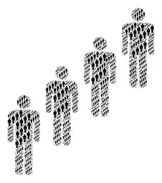 People Queue Icon Recursion Mosaic Stock Illustration
