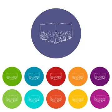People queue icons set color イラスト素材