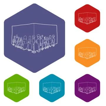 People queue icons vector hexahedron イラスト素材