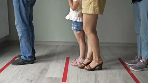 People in a queue at a social distance during the quarantine, epidemic. Stock Footage 137698403