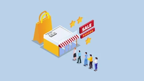 People queue Store mega sale Stock Footage 257392144