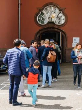People queue to vote in the first round of the French presidential election Stock Photos