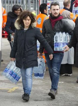 People queue for water due to burst piping, London, UK - 05 Mar 2018 Stock Photos