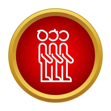 People queueing in line vector icon on red button Illustrazione stock