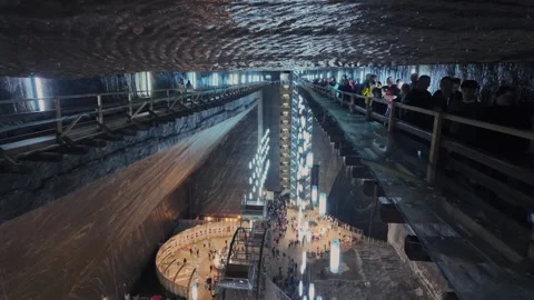 People Queuing Above Rudolf Mine Stock Footage 345695480