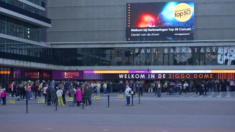 People Queuing Outside The Ziggo Dome Indoor Arena Before a Concert Stock Footage 303835169
