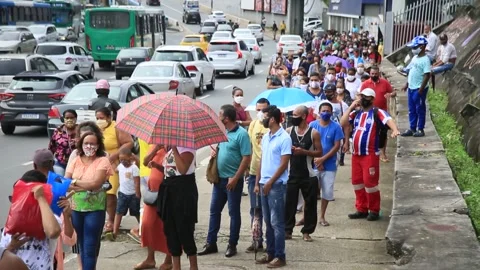 People queuing for vaccination Stock Footage 164882661