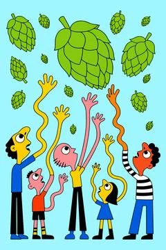 People Reaching for Hops Stock Illustration