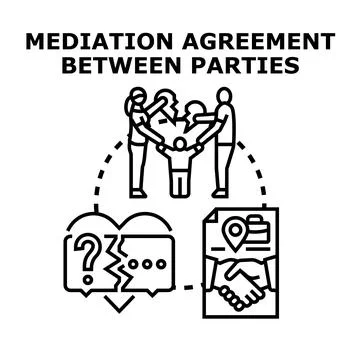 People reaching mediation agreement between parties for conflict resolution Stock Illustration