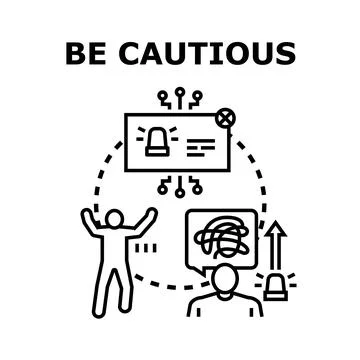 People reacting to digital security alert information Stock Illustration