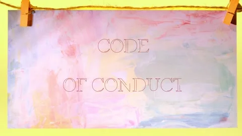 People read and discuss the code of conduct at a group meeting. The code is Stock Footage 340873683