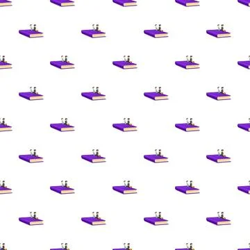 People reading on a purple book pattern Stock Illustration
