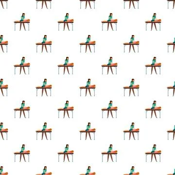 People receiving back massage at spa seamless pattern Stock Illustration