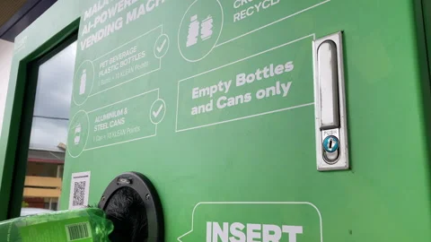 People Recycling Reverse Vending Machine B-Roll - Circular Economy Malaysia Stock Footage 312439599