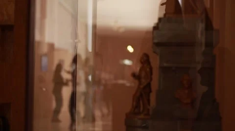 People reflections in a show-window Stock Footage 62019969