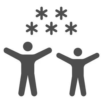 People rejoice snow solid icon, World snow day concept, two happy men in snowy イラスト素材